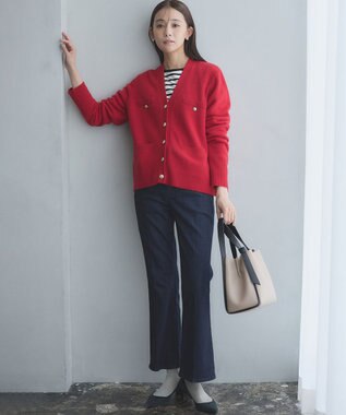 組曲 【WEB限定】ウールカシミヤミックス カーディガン ルビーレッド