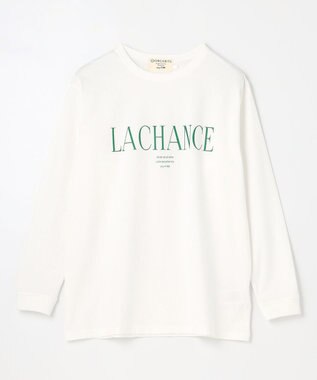 ANY 【UVケア】アソートロゴプリント ロングスリーブTシャツ オフ×グリーンロゴ