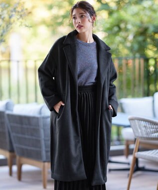 Tiaclasse モッサ風ダブルフェイスチェスターコート ブラック