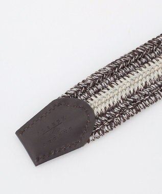 JOSEPH ABBOUD 【イタリア素材・ストレッチ・日本製】メランジメッシュストレッチバイカラー ベルト ダークブラウン系