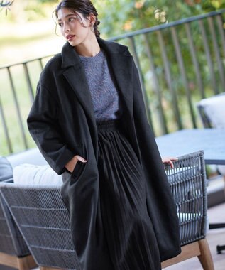 Tiaclasse モッサ風ダブルフェイスチェスターコート ブラック