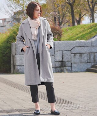 Tiaclasse モッサ風ダブルフェイスチェスターコート グレー