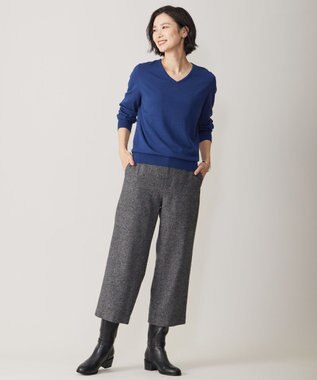 J.PRESS LADIES L 【洗える】PRINCE Vネック ニット ブルー系