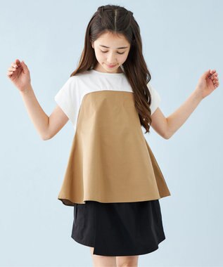 UNFILO 【110-150cm】アソート コンビTシャツ オフ×ベージュ[ビスチェコンビ]