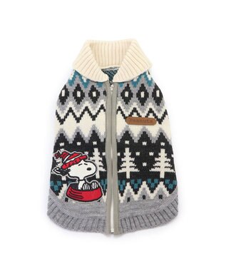 PET PARADISE スヌーピー 背中開き ニット雪遊び柄 《グレー》 小型犬 グレー