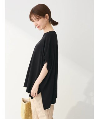 Green Parks 推しニット　裾ラインポンチョ型チュニック Black