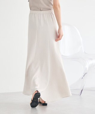 earth music&ecology 【セットアップ対応】キリカエフレアスカート Stripe Ivory