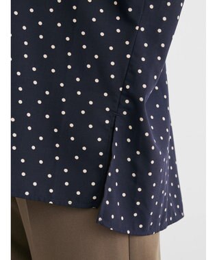 Green Parks ドット柄タックスリーブブラウス Dark Navy