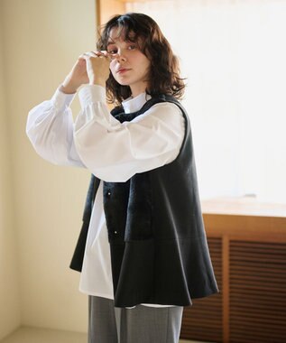 #Newans ペプラムシルエットファージレ ブラック