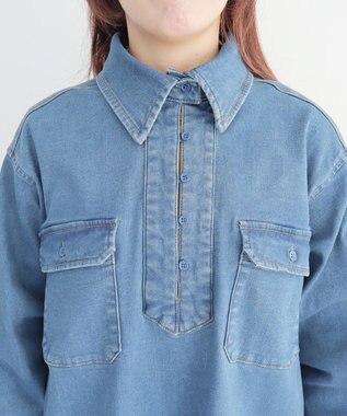 CRAFT STANDARD BOUTIQUE 裏起毛デニムヘンリーワンピース Blue