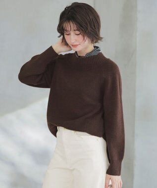 ANY SIS ボートネックAir ニット ブラウン