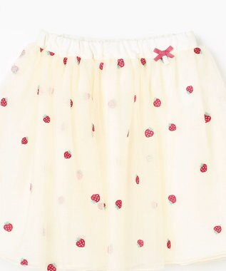 ANY KIDS 【Strawberry Collection】総刺繍 いちごチュールスカート エクリュ