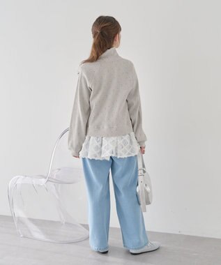 earth music&ecology 【予約】【綿100％】ダブルジップワッフルカーディガン フラワー