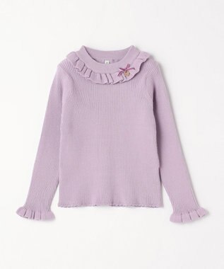 ANY KIDS 首フリル しあわせタッチ ニット ラベンダー