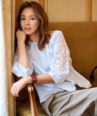 自由区 S 【SHIHOさん着用】エンブロイダリーブロードパフスリーブ ブラウス