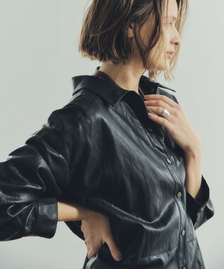 YECCA VECCA レザーライクシャツジャケット Black