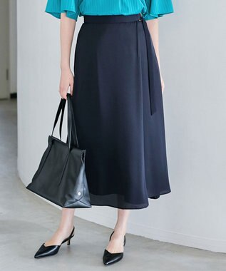 自由区 L 【洗える】ハーバルフロープリント スカート ネイビー系