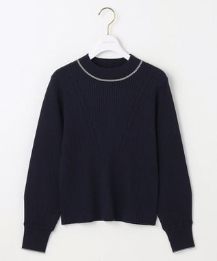 ANY SIS L 【アンサンブル対応】バイカラーリブ ニット ネイビー×オフ