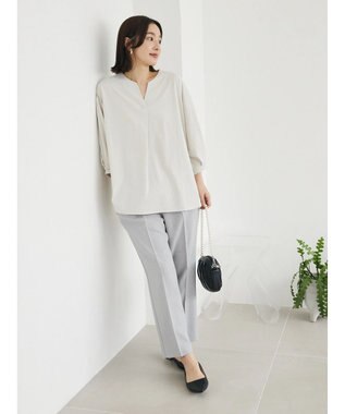 Green Parks 接触冷感　きれいシルエットパンツ（テーパード） Light Gray Mixture