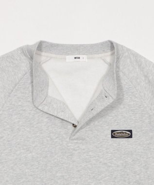 WEGO 【ユニセックス着用ITEM/MLサイズ展開/裏起毛】ショートドロストヘンリーネックプルオーバー アッシュグレー