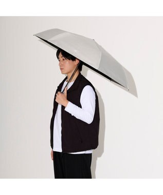 MOONBAT MIZUNO  (ミズノ) 無地 ロゴ 日傘 折りたたみ傘 パラソル 晴雨兼用  一級遮光 遮熱効果 遮光率100% UV遮蔽100% 高遮熱 ライトグレー