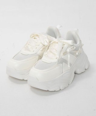 WEGO リボンデザイン厚底スニーカー ホワイト