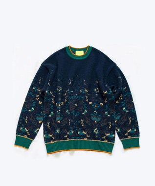 COQ FOREST MEMORY 花柄プルオーバーニット ネイビー