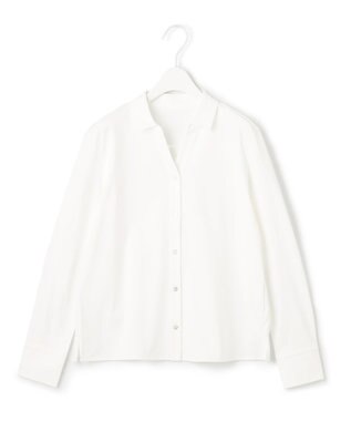 ICB L 【洗える】 コンパクトスムース シャツカラーカットソー オフホワイト系