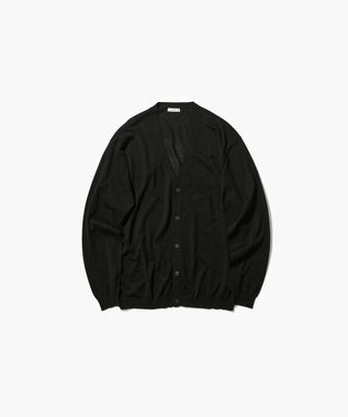 ATON NUBUCK SILK COTTON | オーバーサイズカーディガン - UNISEX BLACK