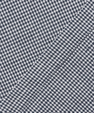 J.PRESS LADIES リネンminiチェック バンドカラー ブラウス ネイビーギンガム系