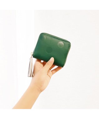 UNBILLION ペルケ perche / ドット型押し・ジャバラカードウォレット グリーン