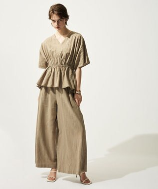 uncrave コットンリネンボイル ペプラムブラウス トープ