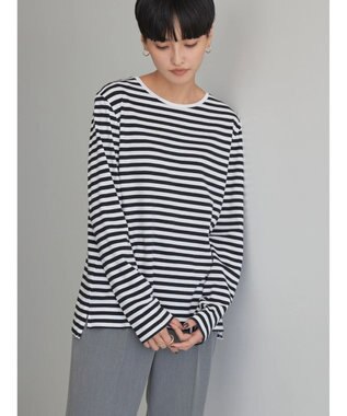 AMERICAN HOLIC Ｄａｉｌｙ　クルーネックカットプルオーバー Border Black