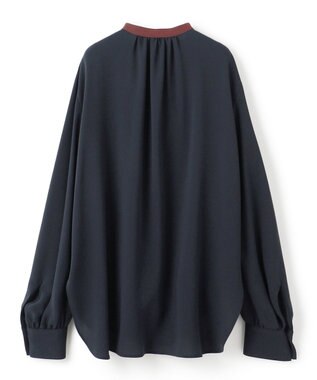 BEIGE， 【洗える】SIBYLLE / 配色カラーロングパフスリーブブラウス Navy×Bordeaux