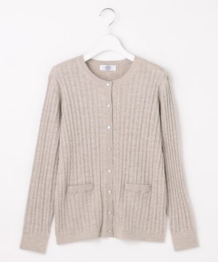 J.PRESS LADIES KNIT BASIC クルーネック カーディガン ベージュ系