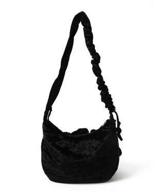 WEGO ベロアフリルギャザーショルダー ブラック