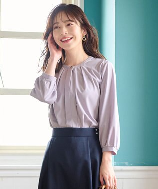 ANY SIS 【接触冷感・吸水速乾・UVケア】エアリードレープスムース 七分袖ブラウス ラベンダー