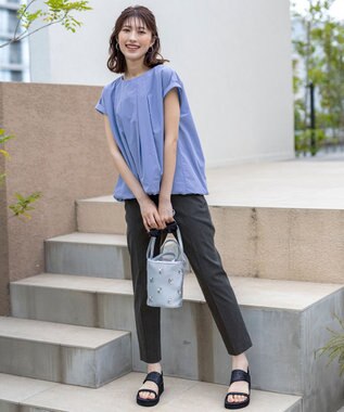 ANY SIS S 【ストレッチ・接触冷感・撥水・UVカット・洗える】エアリーストレッチ テーパードパンツ シャンブレーブラック