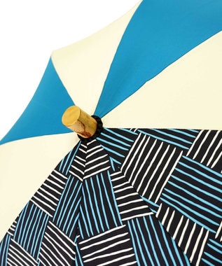 +RING 【UVカット95%以上】【UPF50＋】プラスリング レディース向け 晴雨兼用（長ショート） BLU/WHT T1295 白～オフホワイト