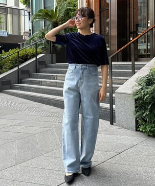 UNFILO ストレッチ ベロアＴシャツ ネイビー