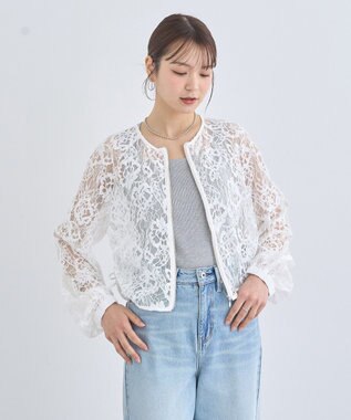 earth music&ecology レースＺＩＰシャツ Off White