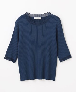 ANY L ポイントシアーリブニット ネイビー