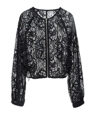 earth music&ecology レースＺＩＰシャツ Black