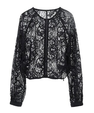 earth music&ecology レースＺＩＰシャツ Black