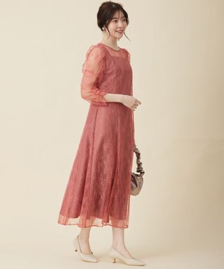 ANY SIS 【Lily Calin】クラシックナローレース ドレス オレンジ