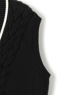 23区 【洗える】コットンリリー Vネック ベスト ブラック系