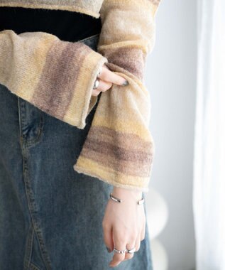 WEGO 段染めボーダーショートニット ブラウン