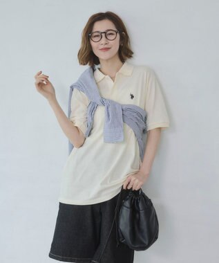 WEGO 【ユニセックス着用ITEM/SMLサイズ展開】U.S. POLO ASSN.別注ポロシャツ ホワイトアイボリー