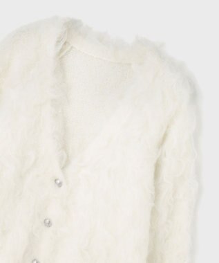 GRACE CONTINENTAL シャギーニットカーディガン ホワイト
