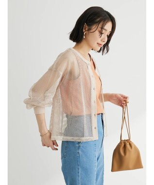 Green Parks ・ＥＬＥＮＣＡＲＥ　ＤＵＥ　２ｗａｙメッシュカーディガン Beige